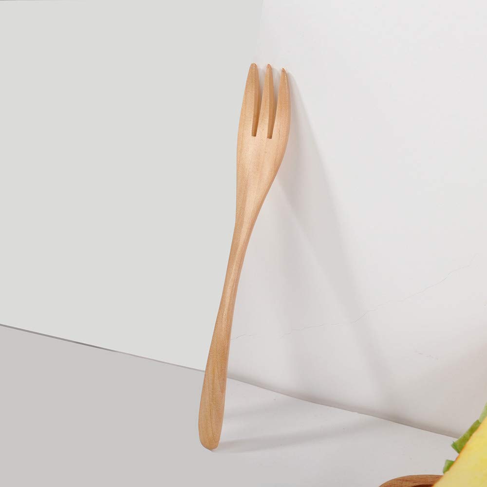 Bamboo Cooking Utensil Set - Wooden Spoon, Fork & Teaspoon for Kitchen, Dining & Bar | Eco-Friendly Tableware for Soup, Salad & Desserts | Khaki Color