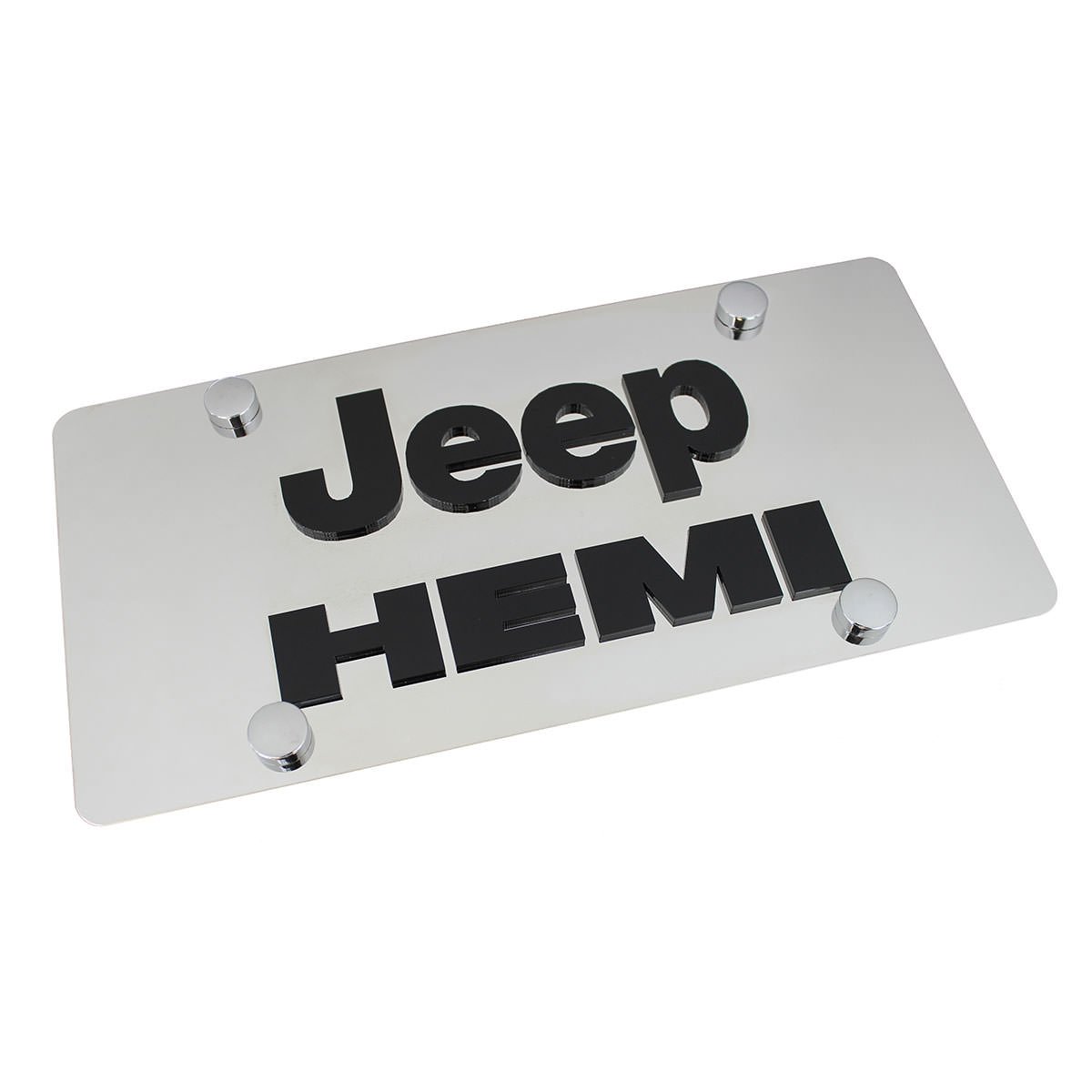 Eurosport Daytona Stainless Steel License Plate Frame - Compatible with Jeep HEMI - Durable & Rustproof - Perfect for Off-Roading & Custom Car Accessories