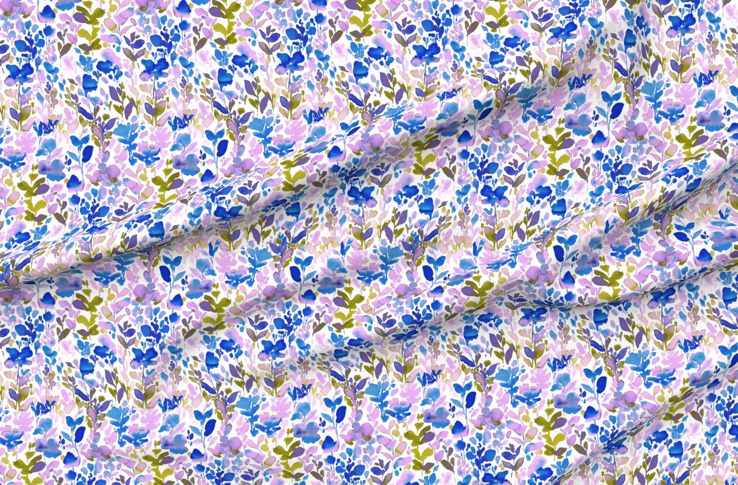 Flirt Lavender Green Watercolor Floral Printed Minky Fabric by The Yard - Soft Plush Material for Sewing Baby Blankets, Quilt Backing & DIY Plush Toys - Perfect for Nursery Decor & Handmade Gifts