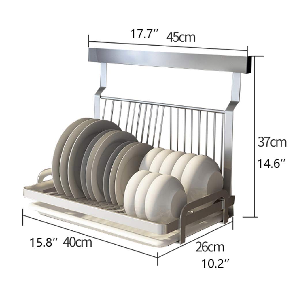 Stainless Steel Dish Rack - Wall Mount Kitchen Organizer for Plates, Cups & Cutlery | Space-Saving Drying Rack & Storage Holder | Perfect for Small Kitchens & Dish Drainers (Silver)