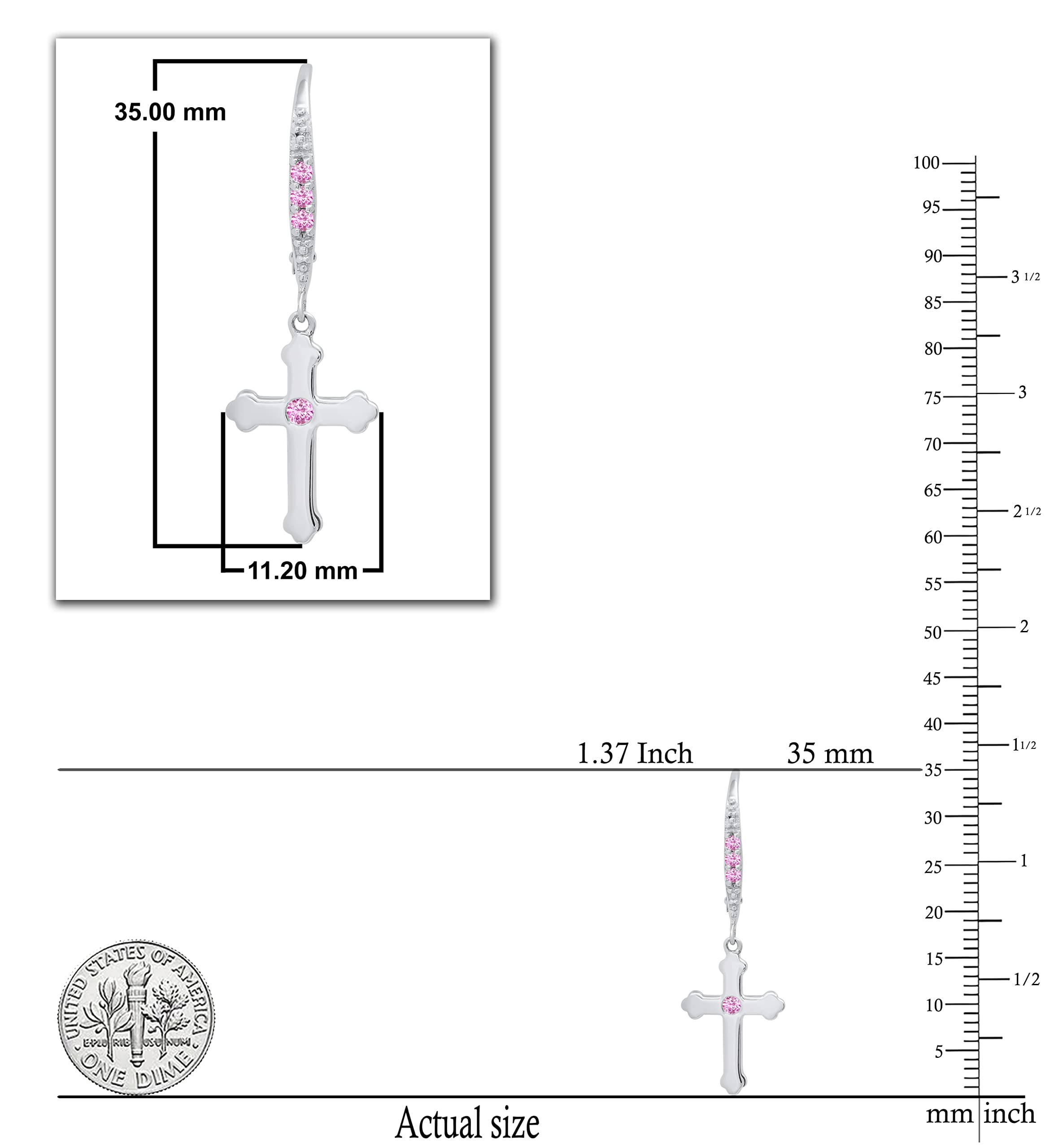 Dazzlingrock Collection Round Gemstone & Diamond Cross Drop Lever Back Earrings for Men & Women - 925 Sterling Silver Unisex Jewelry - Perfect for Gifts, Weddings, and Everyday Wear