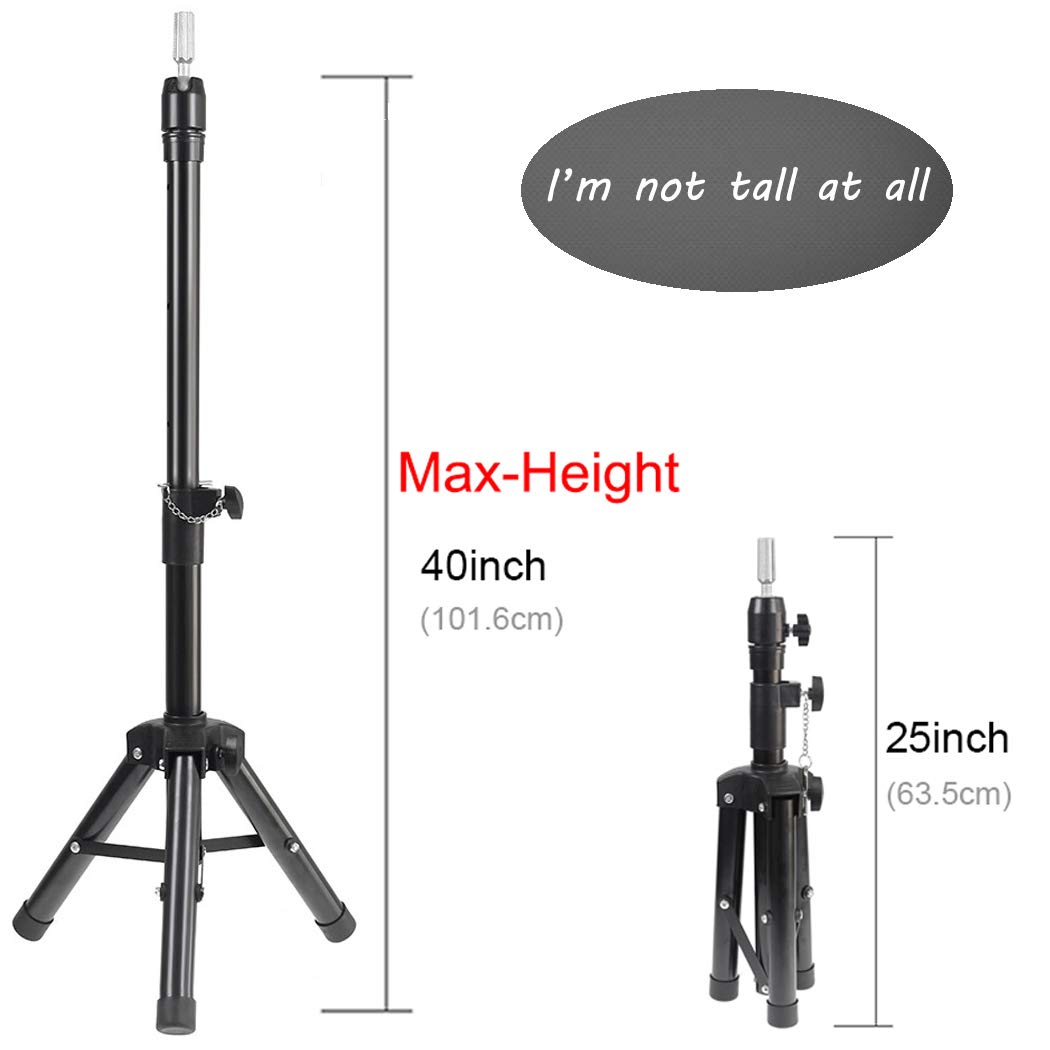 BLUSHIA Adjustable Wig Stand Tripod - Mannequin Head Holder for Styling Wigs, Hair Extensions & Cosmetology Training | Perfect for Salon Display, Hairdressing Practice & Home Wig Organization