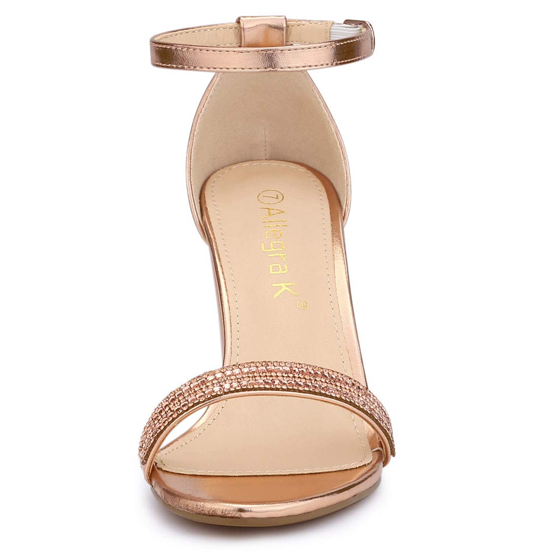Allegra K Women's Rhinestone Ankle Strap Chunky Heel Sandals - Elegant Party Shoes for Weddings, Prom & Evening Events