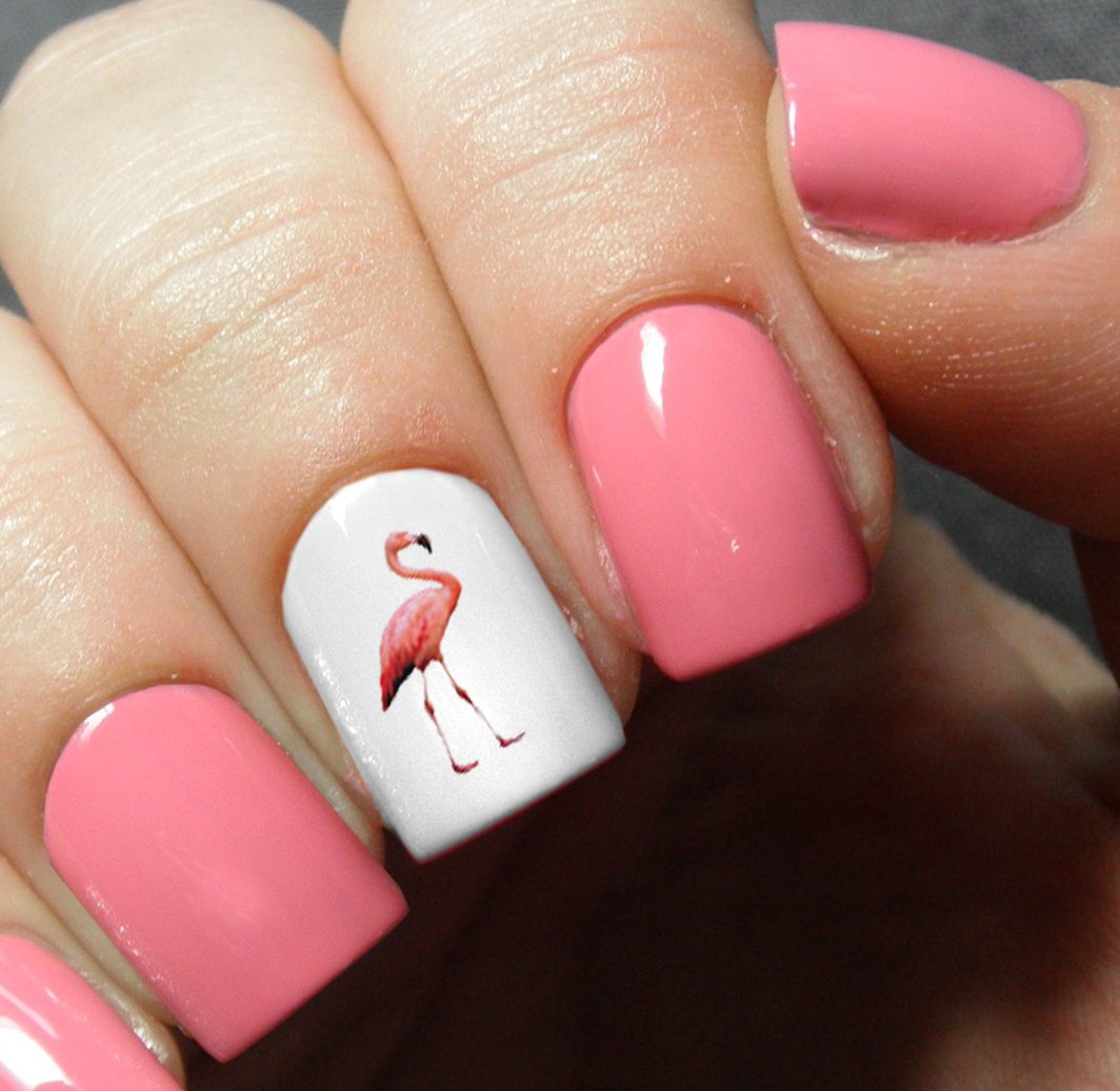 Premium Flamingo Water Slide Nail Art Decals - Salon Quality Nail Stickers for Summer Beach Nails, Pool Party Designs & Tropical Vacation Manicures