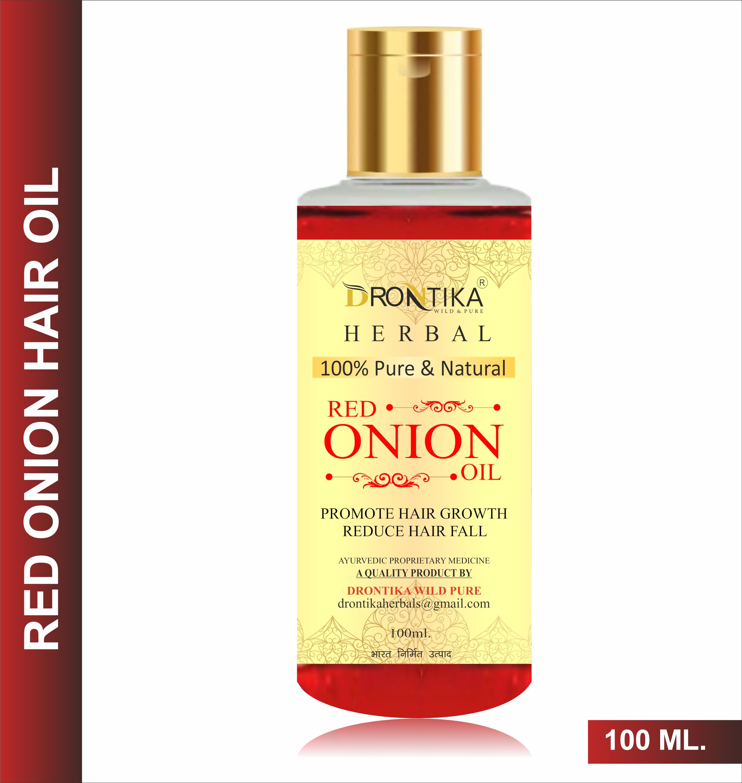 Drontika 100% Pure & Natural Red Onion Oil, Curry Leaves & Fenugreek Oil, Kalonji Oil - Hair Growth Treatment Pack of 3 (300ml) for Thicker, Longer & Healthier Hair - Perfect for Daily Hair Care & Scalp Nourishment