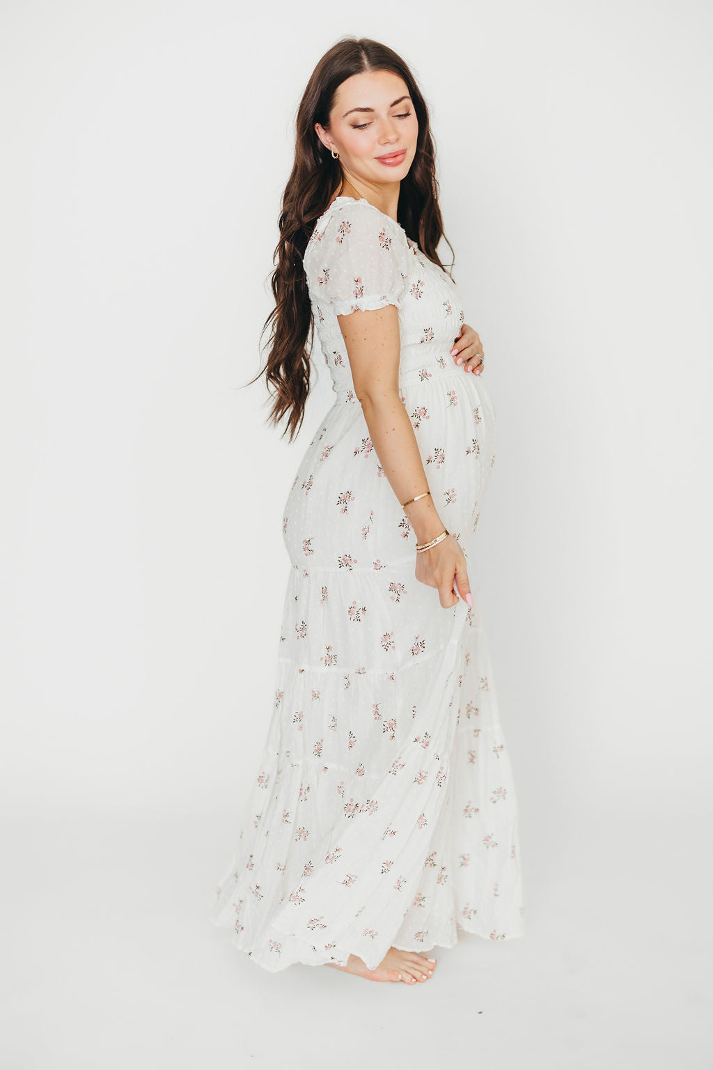 Harper Worth Women's Floral Maxi Dress - Pink Maternity Bump Friendly Long Dress for Pregnancy, Nursing & Postpartum | Perfect for Baby Showers, Beach Vacations & Summer Outfits