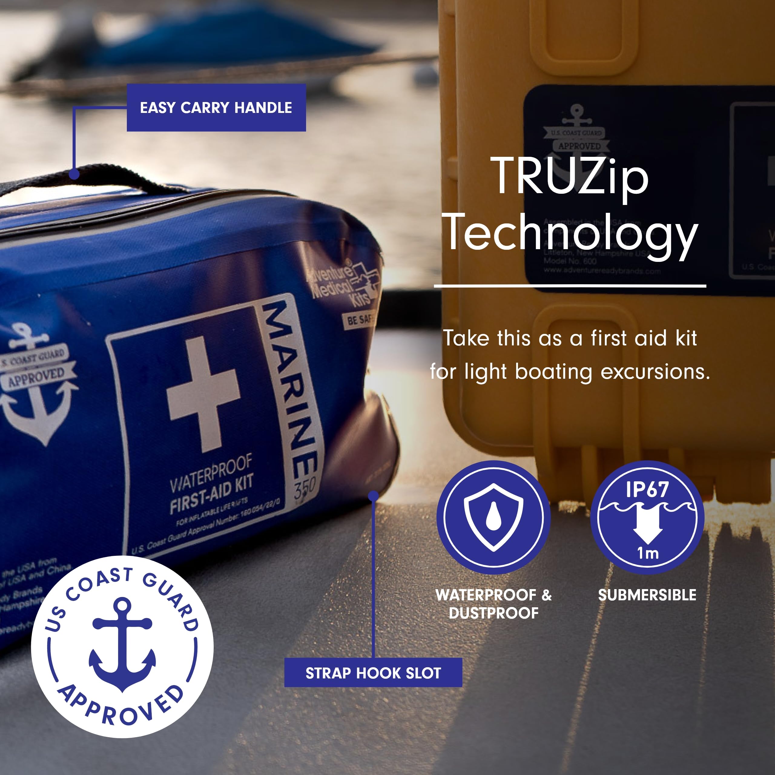 Adventure Medical Kits Marine Series 350 First Aid Kit - Emergency Boat Medical Supplies for 6 People (2 Hours From Care) | Includes Bandages, Medications & Guidebook | Perfect for Boating, Fishing & Marine Adventures