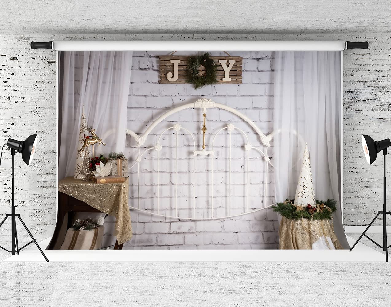 10x10ft Christmas Photography Backdrop - Holiday Portrait Background for Studio, Party, and Family Photos | Kate Brand Festive Headboard Decor