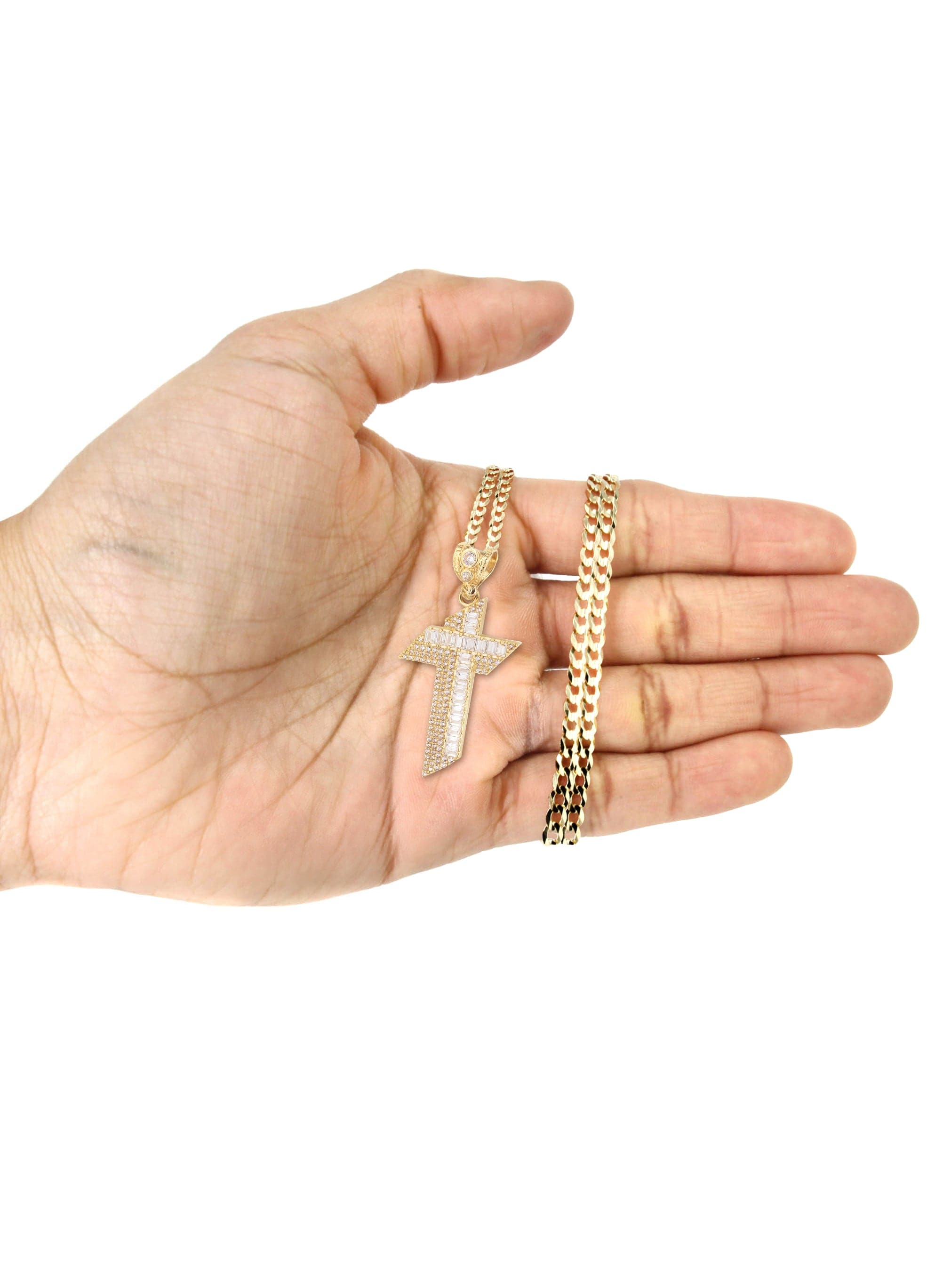10K Yellow Gold Cross Necklace for Women & Men - 14.7 Grams Solid Gold Religious Jewelry - Perfect for Baptism, Confirmation & Everyday Wear