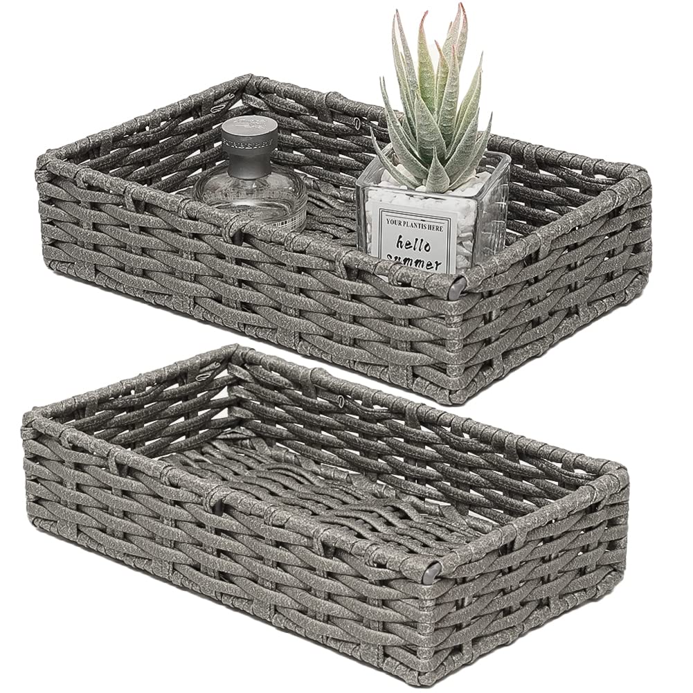 HOSROOME Wicker Bathroom Storage Organizer - Decorative Toilet Paper Basket & Hand Towel Holder for Tank Top, Kitchen & Bread Storage | Perfect for Bathroom, Laundry Room & Farmhouse Decor