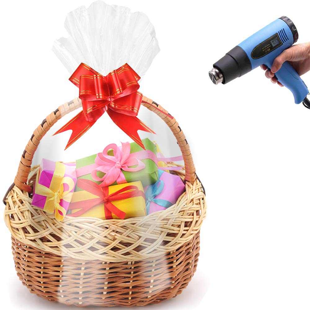 Morepack 20x20 Inches Clear PVC Easter Heat Shrink Wrap Bags - 20 Pieces for Gift Baskets, Party Favors & Holiday Packaging | Perfect for Easter Treats, Chocolate Baskets & DIY Gift Wrapping
