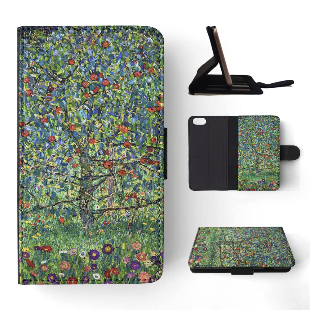 Gustav Klimt Apple Tree I Art Painting Flip Wallet Phone Case for iPhone 5/5S/SE (2016) - Stylish Protective Cover with Card Holder - Perfect for Daily Use, Travel & Gift Giving
