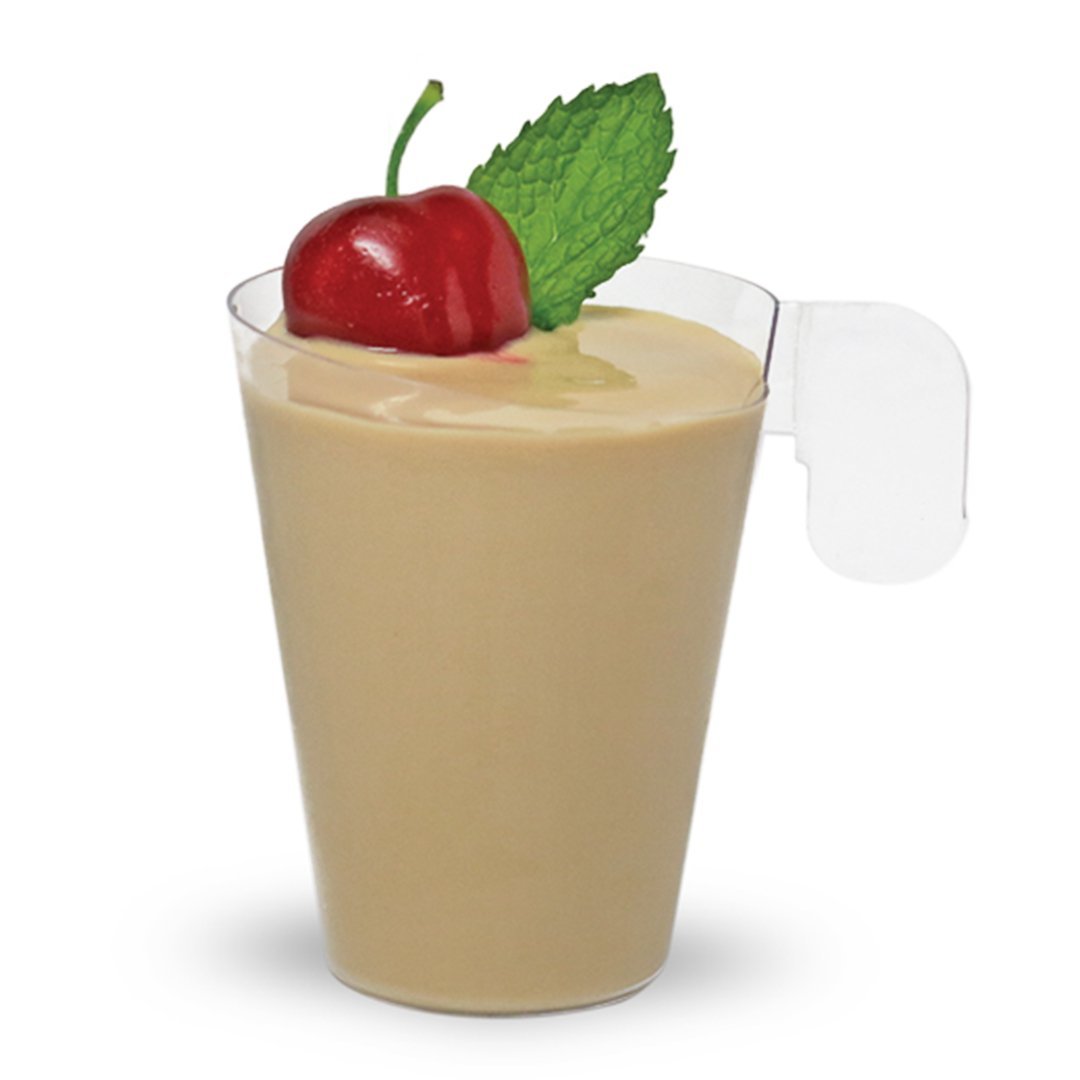 2 oz. Clear Plastic Mini Cups with Handles - Pack of 12 - Perfect for Party Favors, Dessert Cups, and Condiment Serving