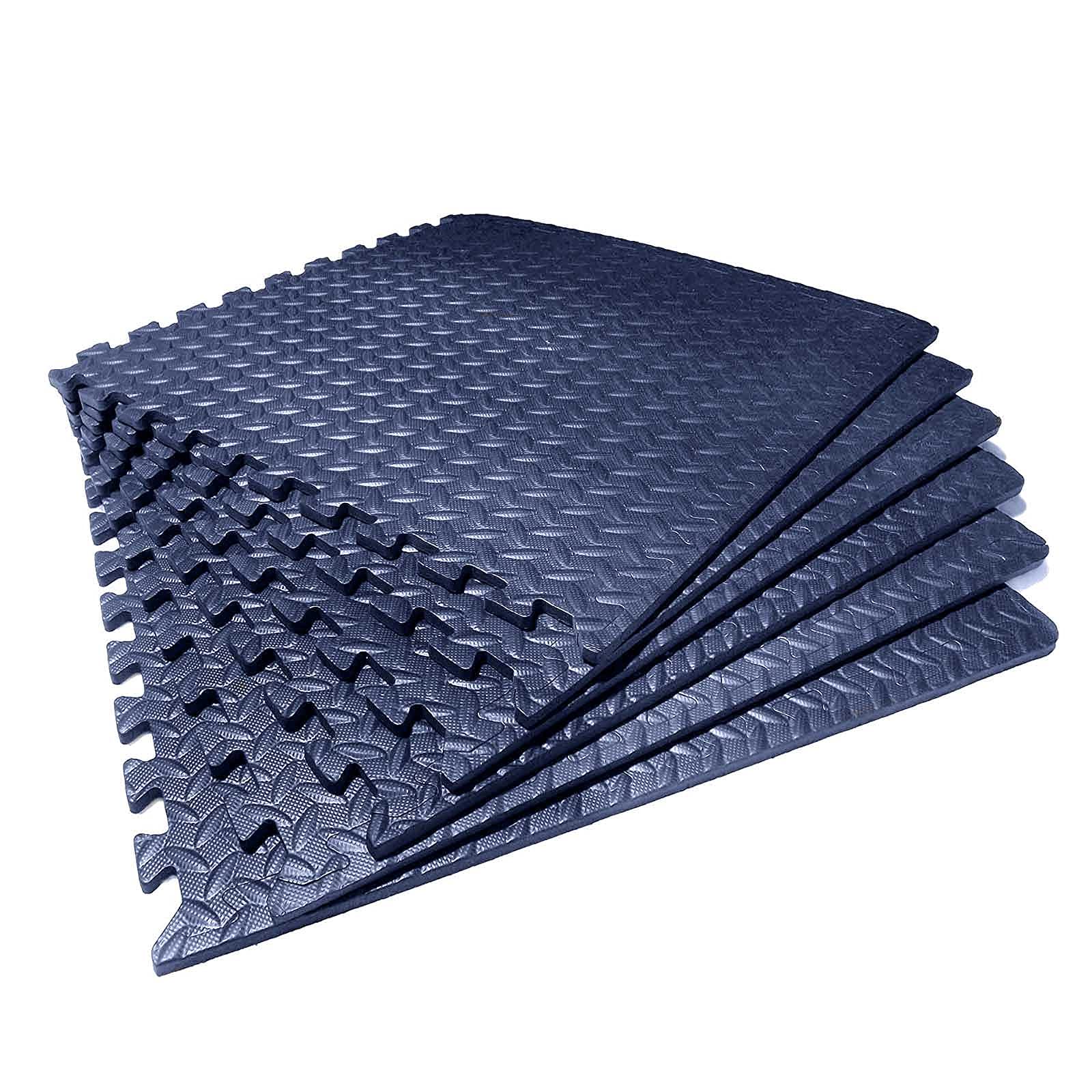Premium EVA Foam Exercise Mats - 12-Piece Interlocking Gym Floor Tiles for Home Workouts, Yoga, Pilates & Treadmill Protection (60x60x1cm, Navy Blue) - Ideal for Home Gyms, Fitness Studios & Kids Play Areas