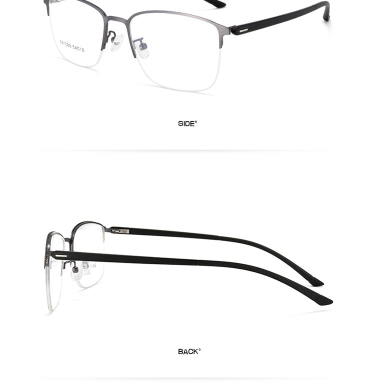 Bclear Men's Full Rim Titanium Alloy Square Eyeglasses Frame 61005 - Lightweight Durable Glasses for Work, Reading & Fashion