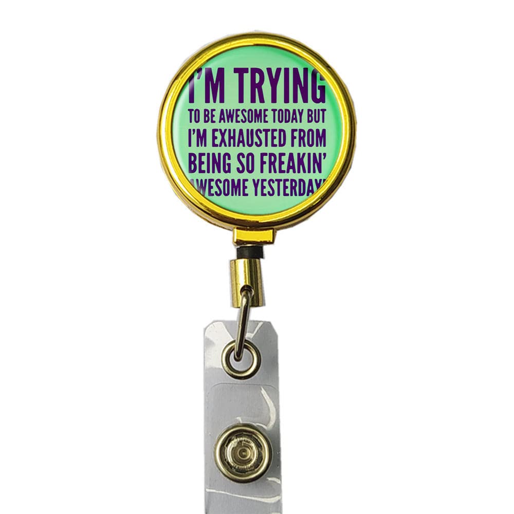 Personalized Gold ID Badge Holder with Lanyard & Clip for Work Security