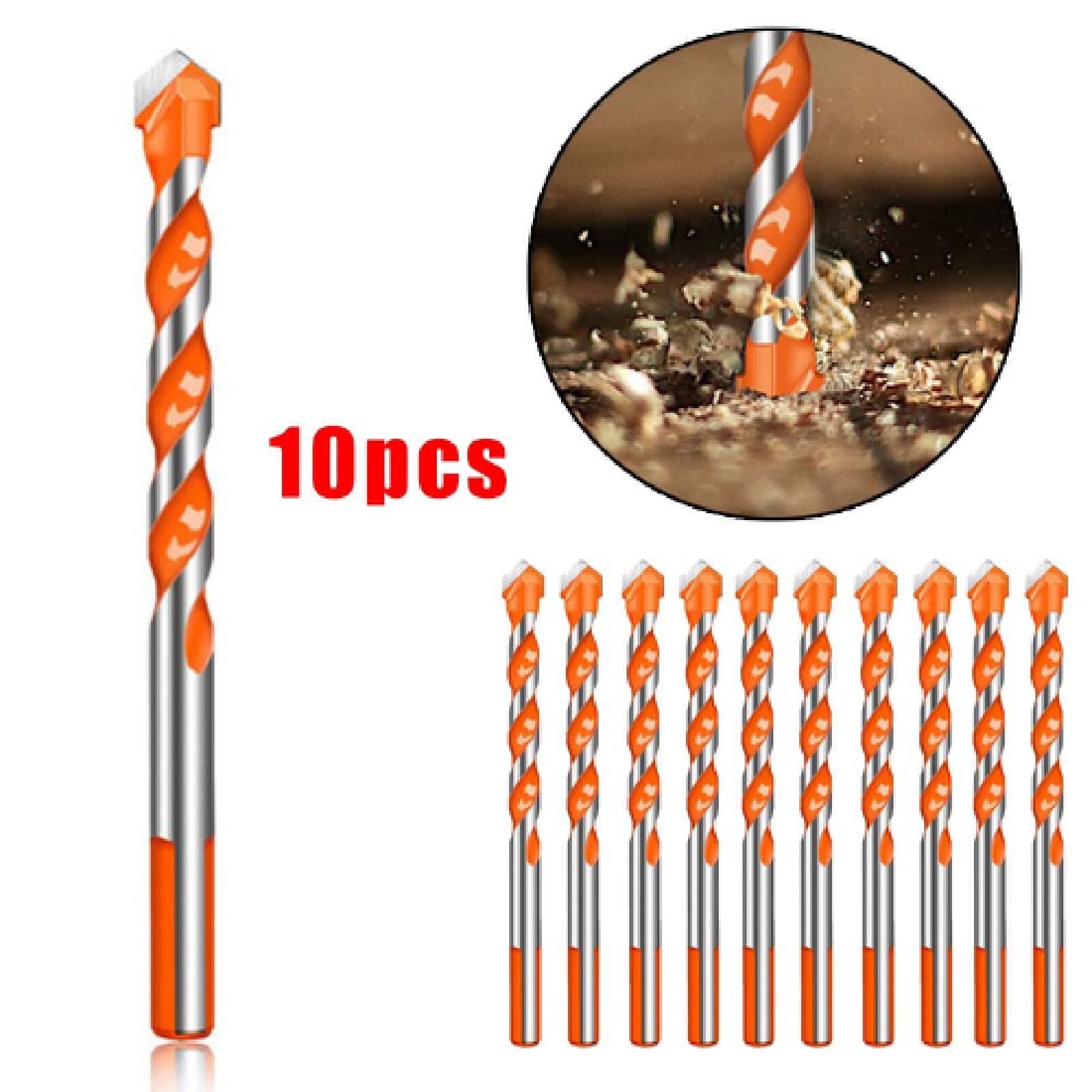 10Pcs Triangle Drill Bit Set for Metal, Wood, Glass, Ceramic & Concrete - 6mm Wall Hole Saw for Electric Drills - Perfect for DIY Projects, Home Renovations and Professional Construction Work