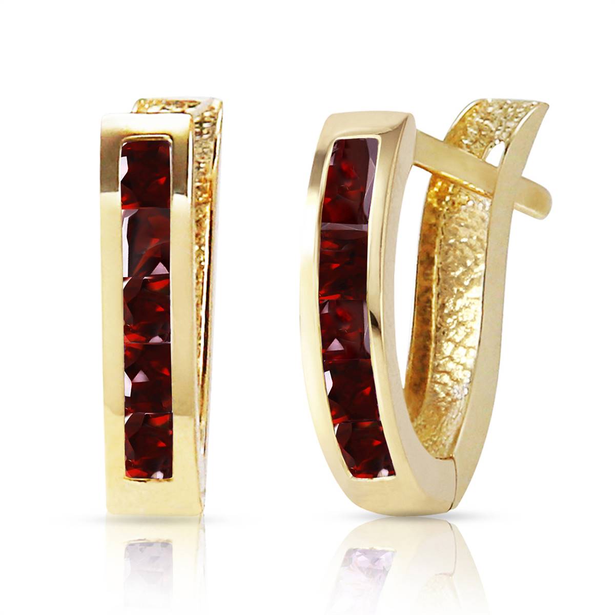 1.3 Carat Genuine Garnet 14K Solid Yellow Gold Oval Huggie Earrings for Women - Perfect for Everyday Wear, Date Nights & Special Occasions