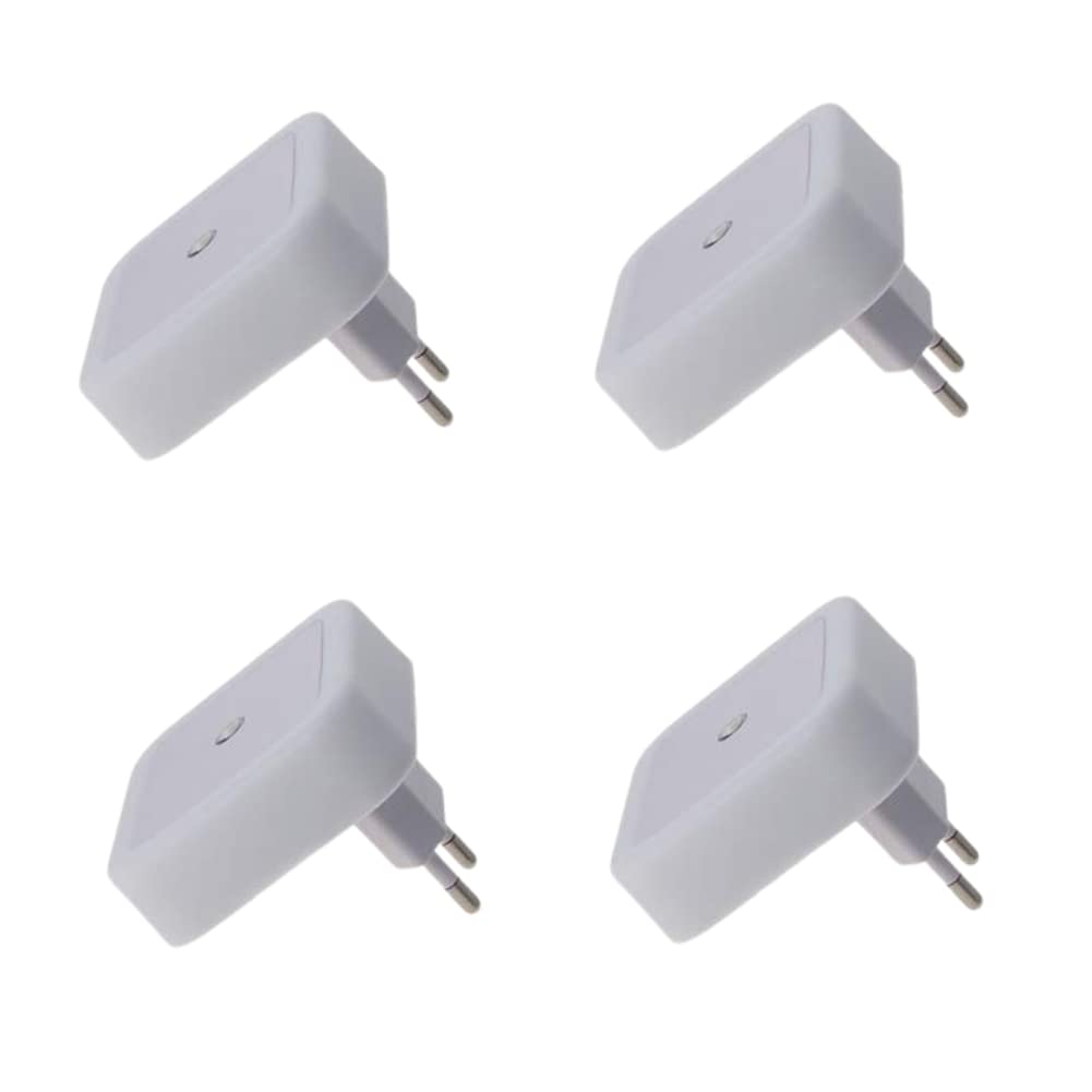 Othmro 4Pcs Plug-in LED Night Light with Auto Dusk-to-Dawn Sensor - Warm White ABS Christmas Bulb (L65×W65×H68) for Bedroom, Kitchen, Hallway - Energy Saving Bedside Lamp with EU Plug | Perfect for Nighttime Safety, Kids' Rooms & Holiday Decor
