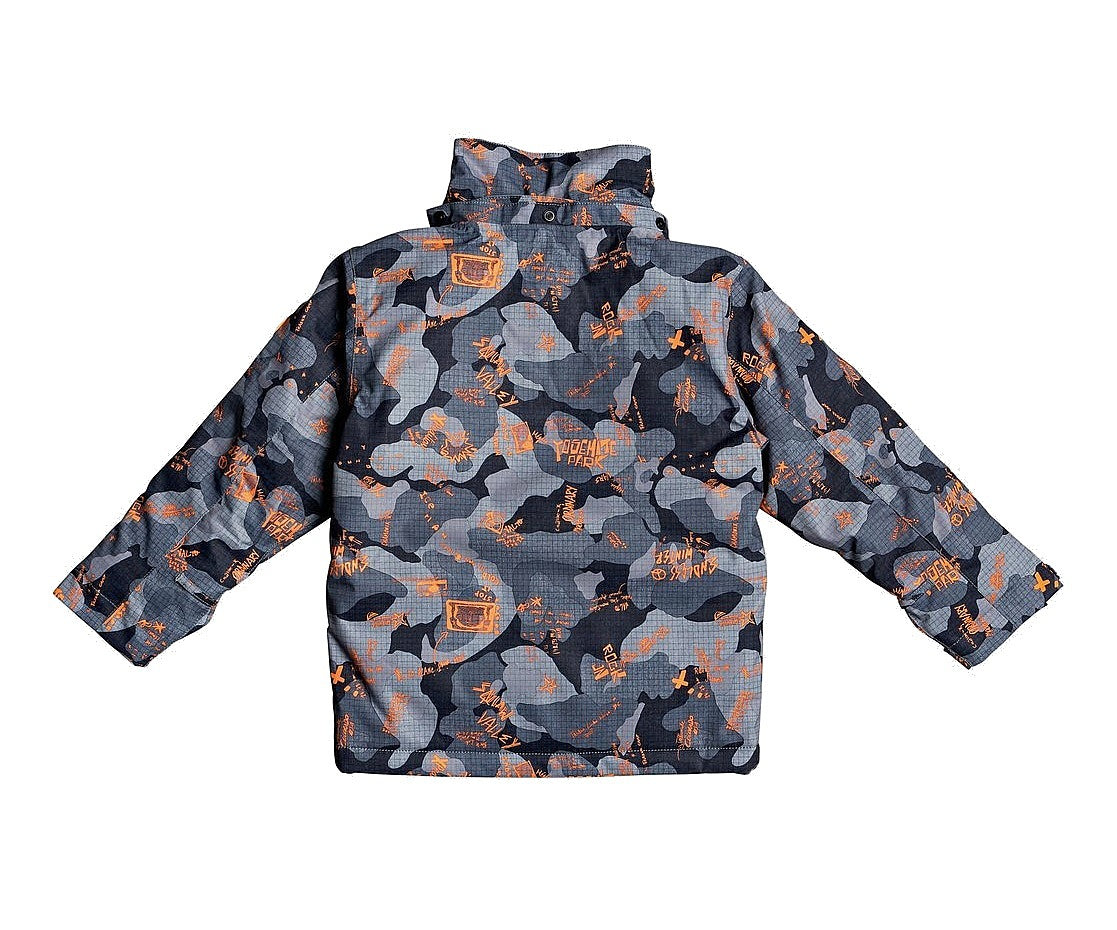 Quiksilver Little Mission Boys Ski Jacket - Waterproof Winter Jacket for Kids, Insulated Snow Coat with Hood, Orange - Perfect for Skiing, Snowboarding & Outdoor Winter Activities