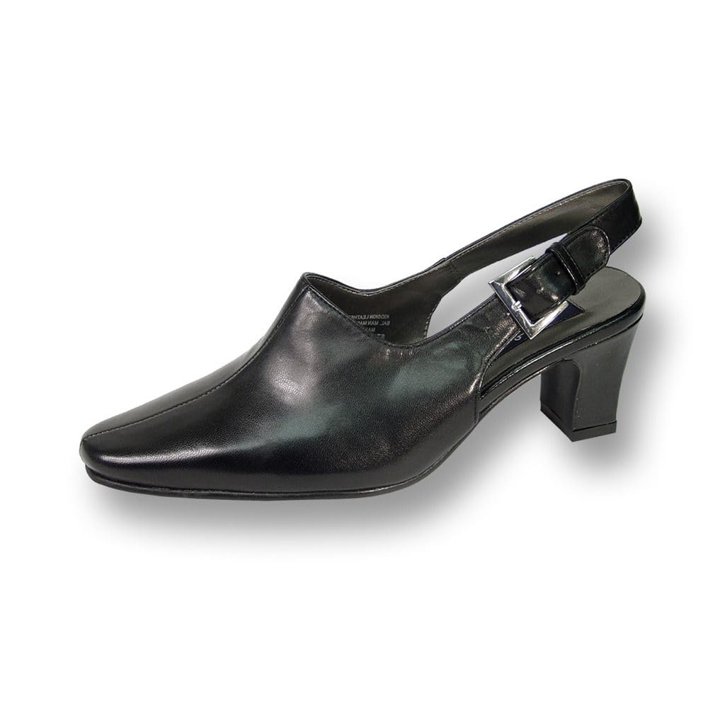 Peerage Zoe Women's Wide Width Leather Slingback Dress Pumps - Comfortable Heels for Work, Wedding & Formal Occasions