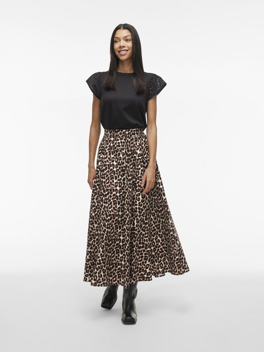 Cia Maxi Skirt for Women - Mountain Trail & Leo Print Flowy Long Skirt - Perfect for Hiking, Travel & Boho Fashion