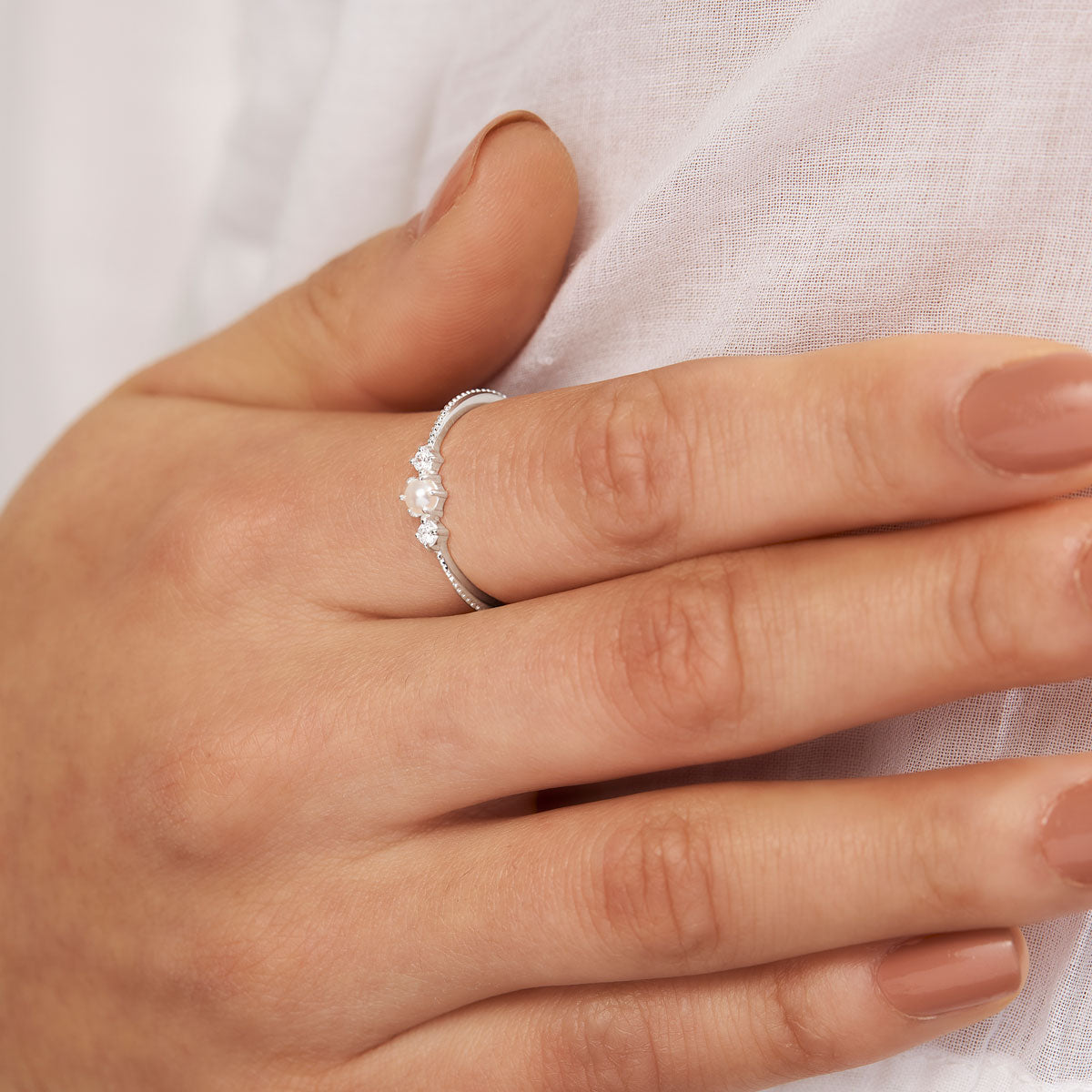 Divine Wisdom Pearl Ring - Elegant Sterling Silver Pearl Jewelry for Women, Perfect for Weddings, Parties & Special Occasions