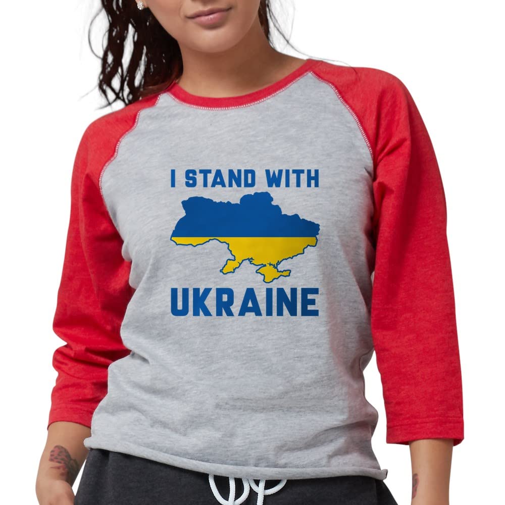 Stand with Ukraine Women's Baseball Tee - Support Ukraine T-Shirt for Women - Casual & Protest Wear - Perfect for Fundraising Events & Patriotic Outfits