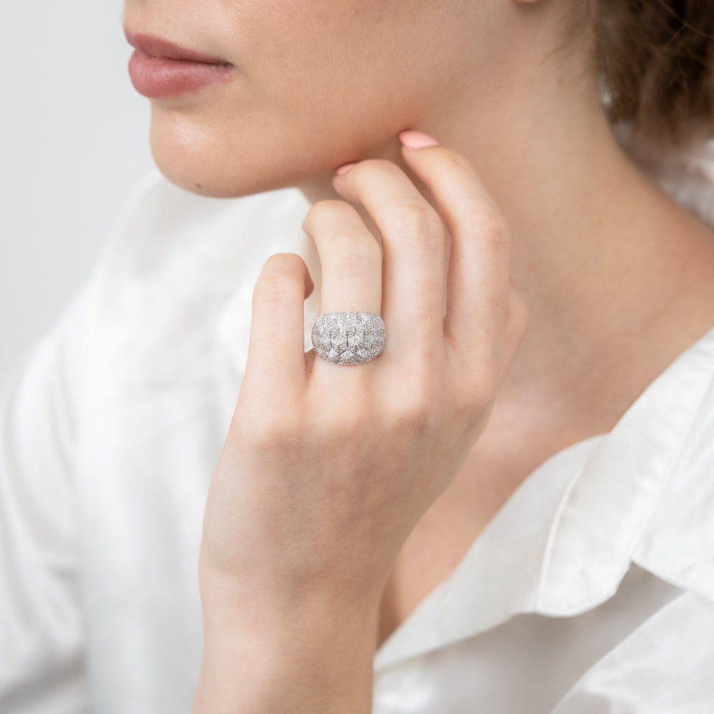 9ct White Gold 1/2 Carat Diamond Ring with 290 Round Brilliant Cut Diamonds - Elegant Wedding Band, Anniversary Gift & Engagement Ring for Women