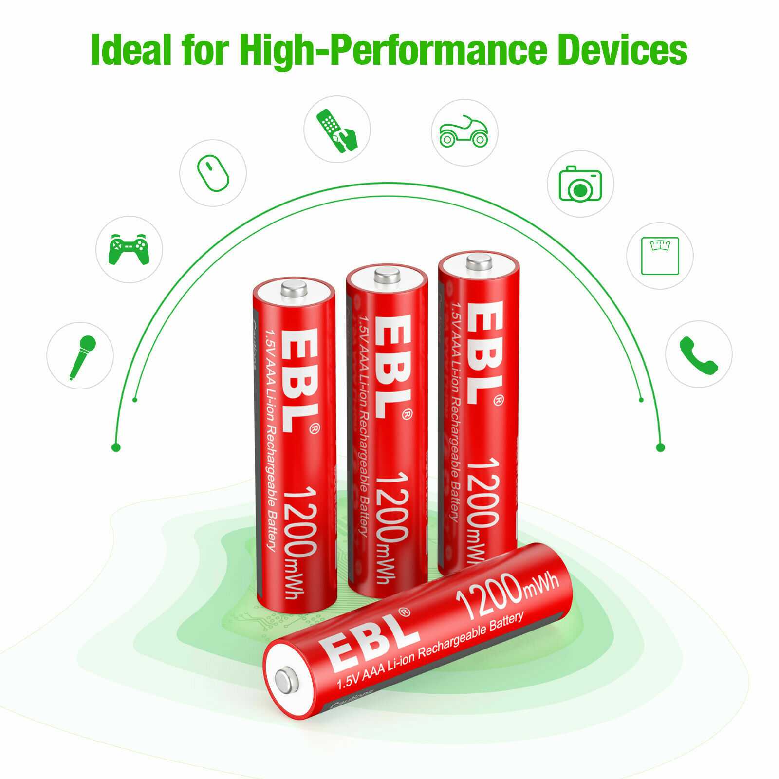 EBL 16 Pack 1.5V AAA Lithium Ion Rechargeable Batteries - Long Lasting Power for Cameras, Toys, Flashlights & More