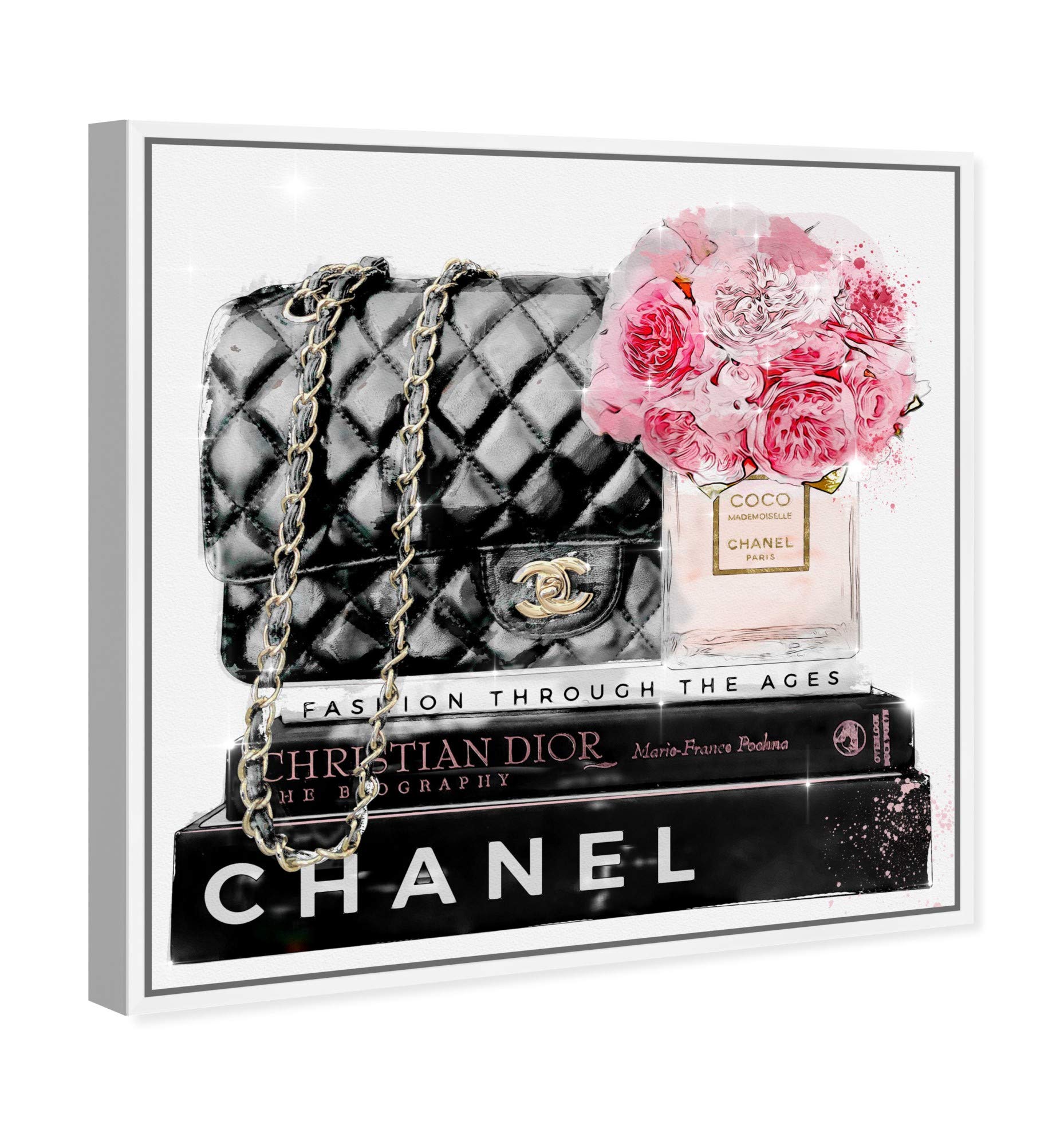 Elegant Essentials Paris Fashion Wall Art Canvas Print - 20x20 Inch Handbag Decor with White Floating Frame | Perfect for Living Room, Bedroom & Office Décor