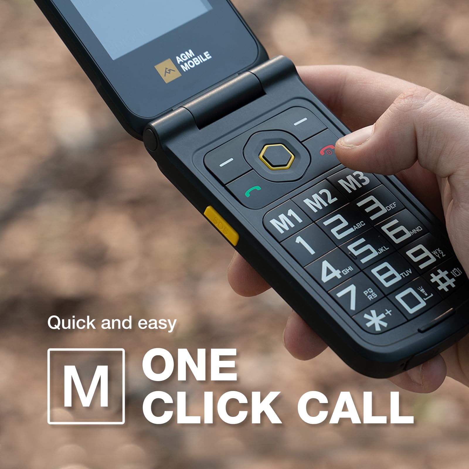 AGM M8 Rugged Flip Phone - 4G LTE Basic Cell Phone | Waterproof & Drop-Proof | SOS Side Key & Speed Dial | 104dB Loud Speaker | Large Keypad & Fonts | Dual SIM | T-Mobile Compatible | Perfect for Outdoor Adventures & Emergency Use