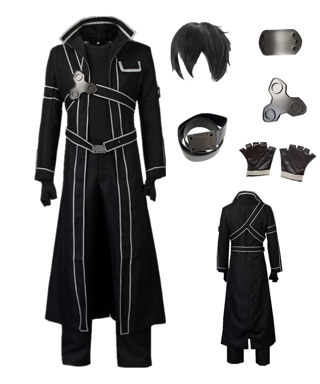 SAO Kirito Cosplay Costume for Men - Black Sword Art Online Outfit with US Size | Perfect for Anime Conventions, Halloween, and Cosplay Events
