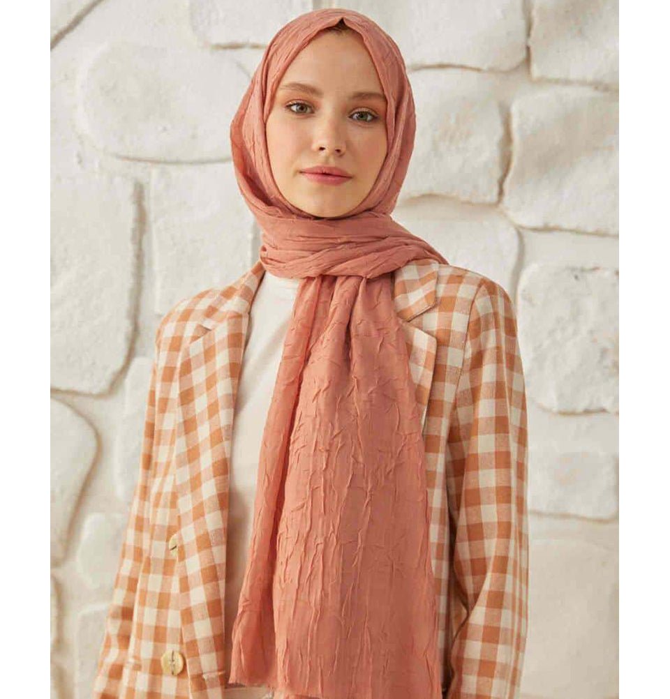 Breathable Bamboo Viscose Summer Hijab Shawl - Soft & Lightweight Peach Scarf for Women | Perfect for Outdoor Activities, Travel & Daily Wear