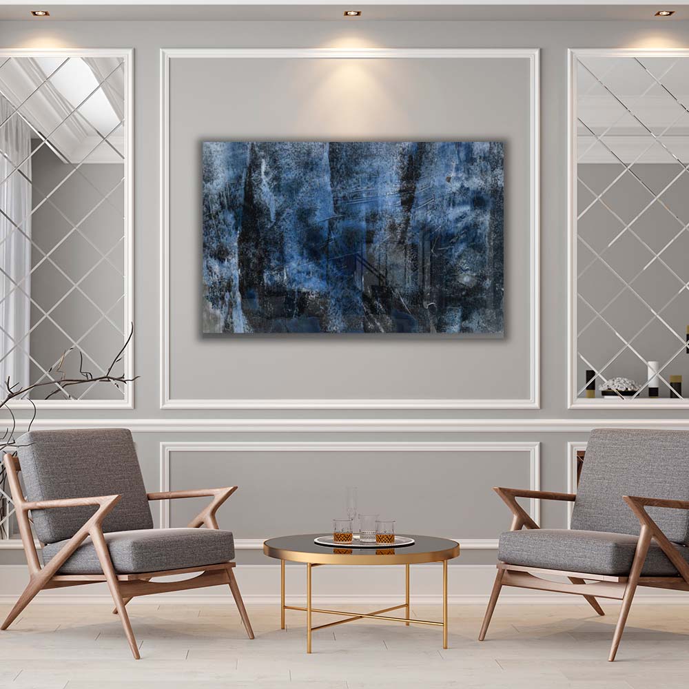 Abstract Black & Blue Wall Art Canvas Painting - Modern Home Decor for Living Room, Bedroom & Office - Perfect for Adding Stylish Elegance to Any Space
