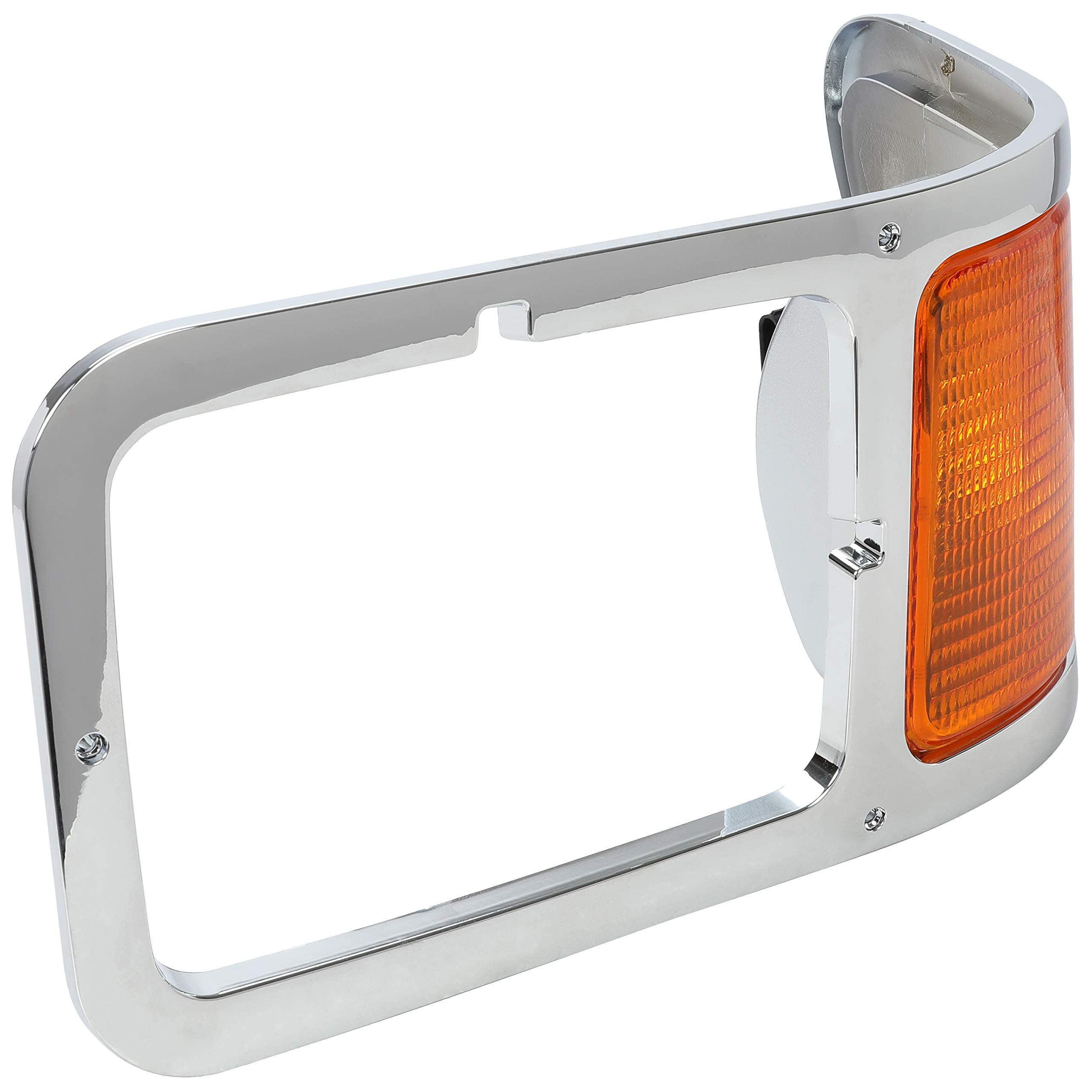 ECOTRIC Left Corner Signal Light Compatible with 2000-2015 Ford F650 F750 - Chrome Casing Headlight Bezel Trim - Driver Side Replacement for FO2520196 - Perfect for Truck Lighting Upgrades & Safety Enhancement