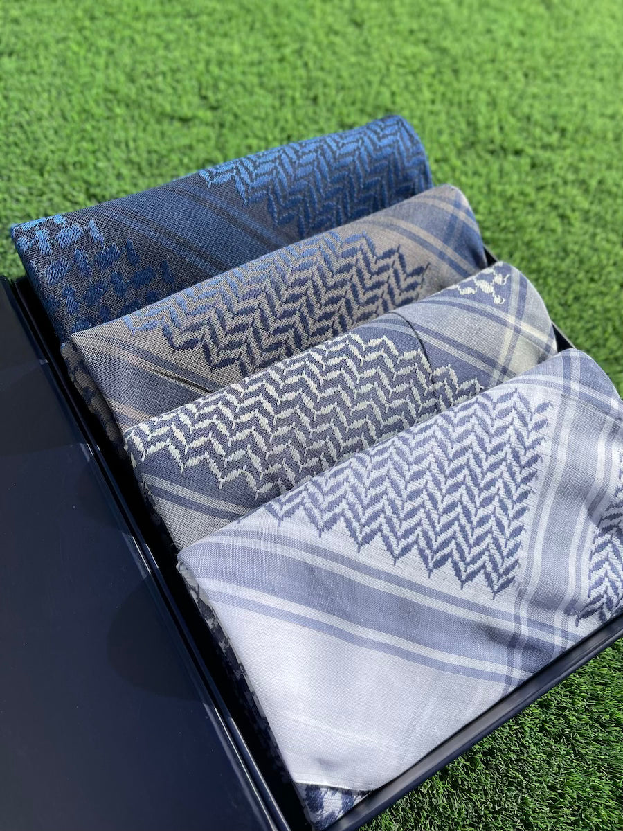 Midnight Blue Collection 4-Piece Keffiyeh Scarf Set - Limited Edition - Perfect for Outdoor Adventures, Travel & Fashion Accessories