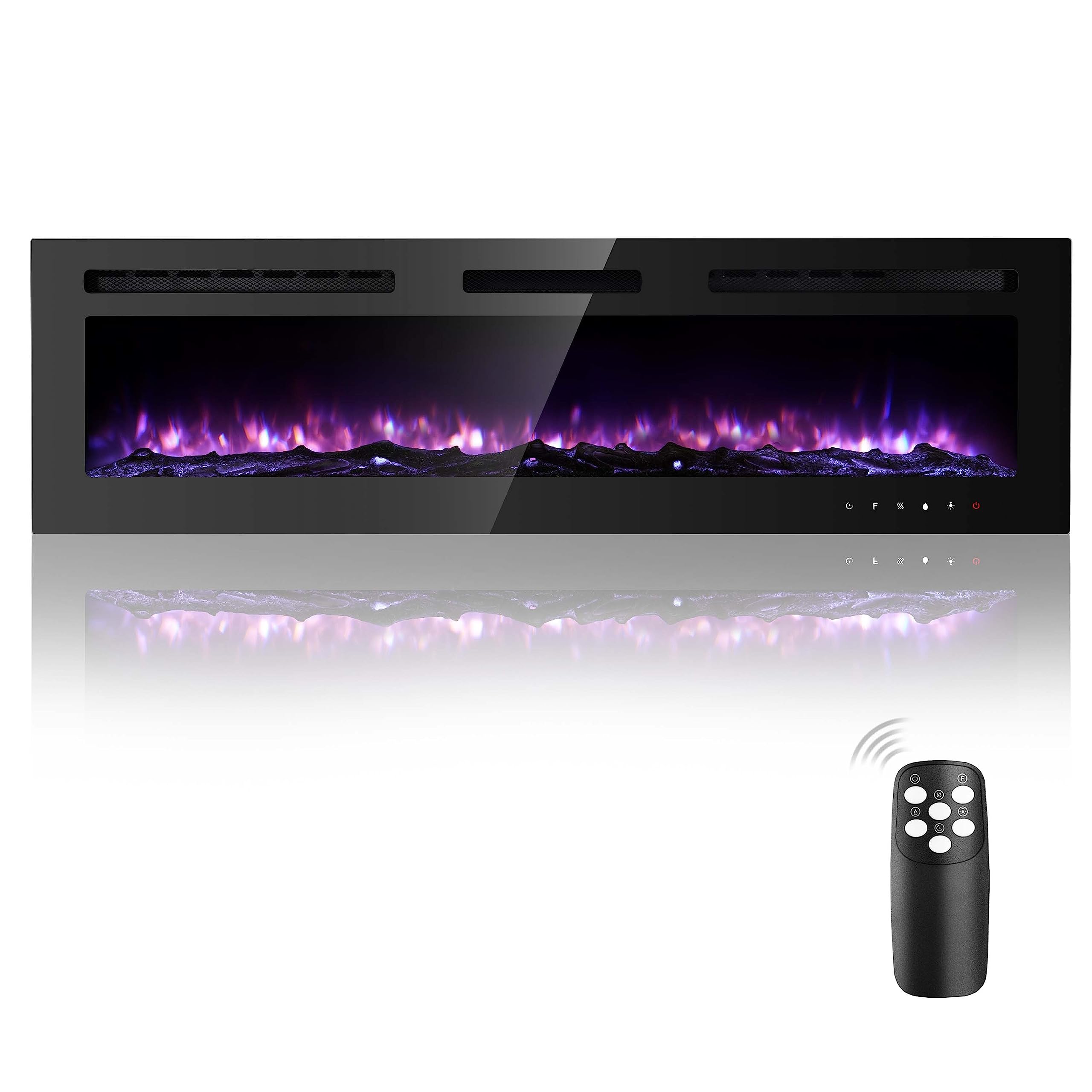 60 Inch Electric Fireplace Insert - Wall Mounted Fireplace with 12 Flame Colors, Remote Control & Timer - Perfect for Living Room, Bedroom, and Office Heating