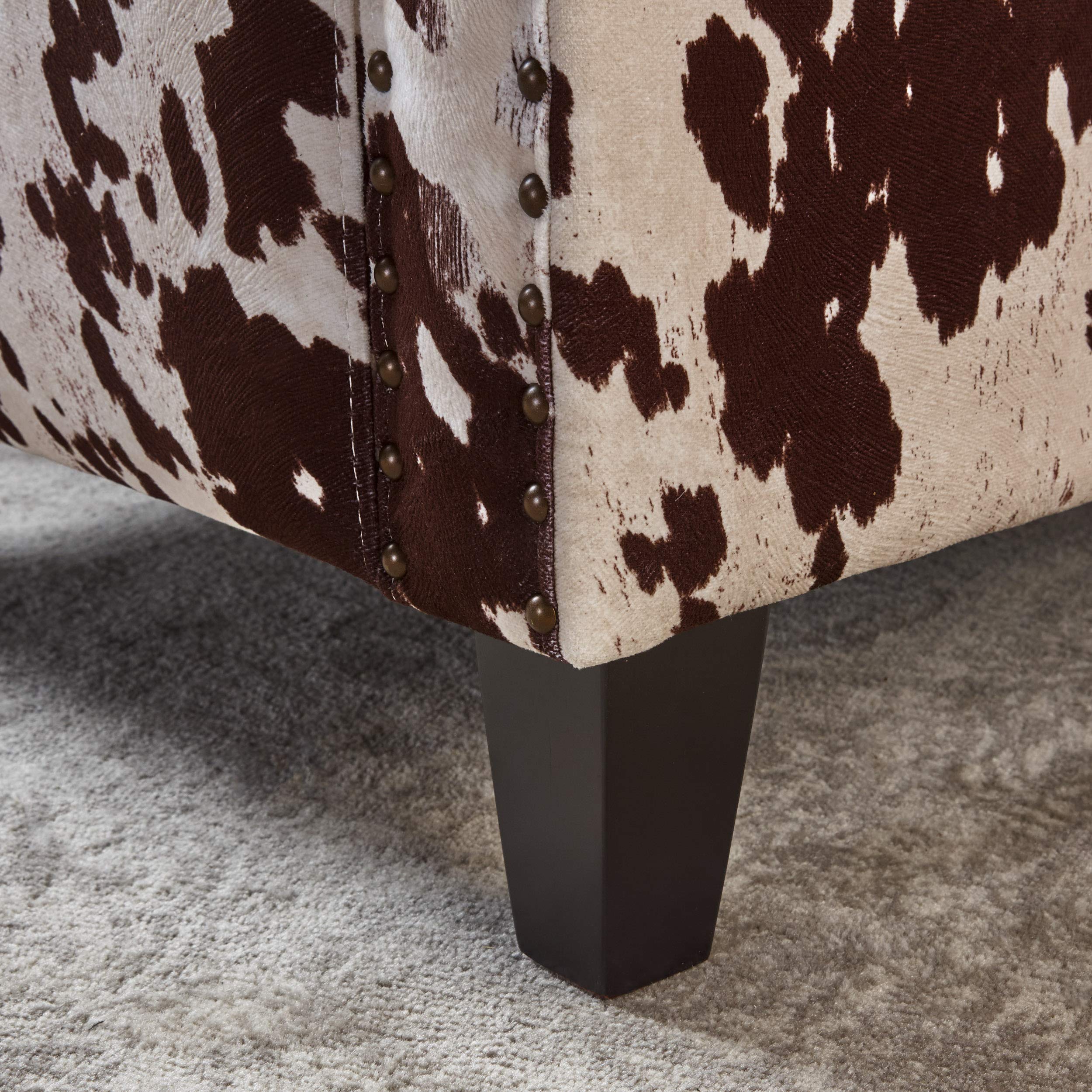 Christopher Knight Home Elysabeth Studded Velvet Club Chair - Luxurious Cow Print & Dark Brown Accent Chair, 32.75