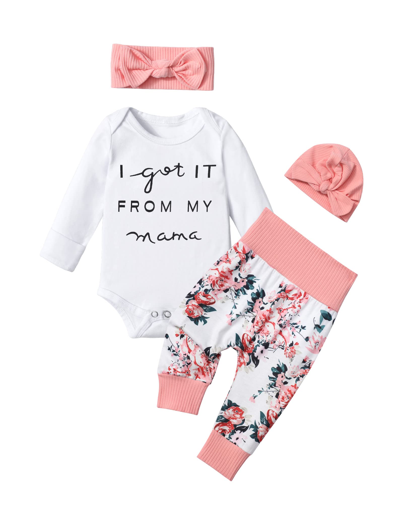KANGKANG Newborn Baby Girl Outfits - Cute Letter Pattern Romper & Floral Pants Set for Premature Infants | Perfect for Photoshoots, Baby Showers & Daily Wear