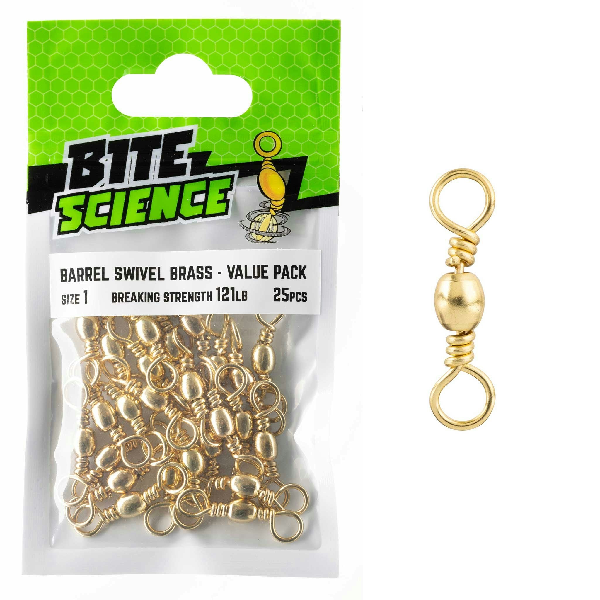 Bite Science Swivels Brass Barrel - High-Quality Fishing Swivel for Saltwater & Freshwater - Perfect for Anglers, Trolling & Fly Fishing Accessories