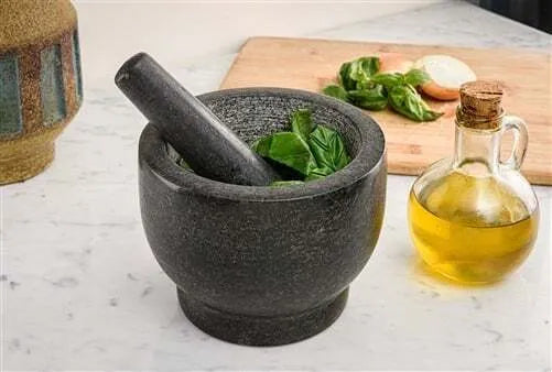 Premium Granite Mortar and Pestle Set - Natural Stone Spice Grinder for Herbs, Spices, and Guacamole - Perfect for Kitchen, Cooking, and Ayurvedic Remedies