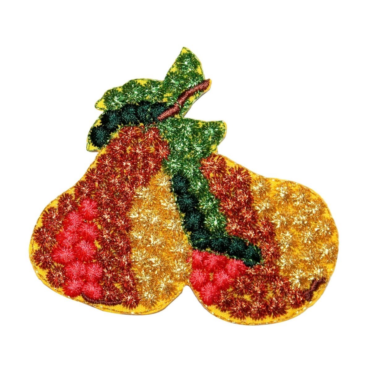1163Y Summer Fruit Pear Patch - Raised Embroidered Iron On Applique for DIY Crafts, T-Shirts, Bags & Home Decor