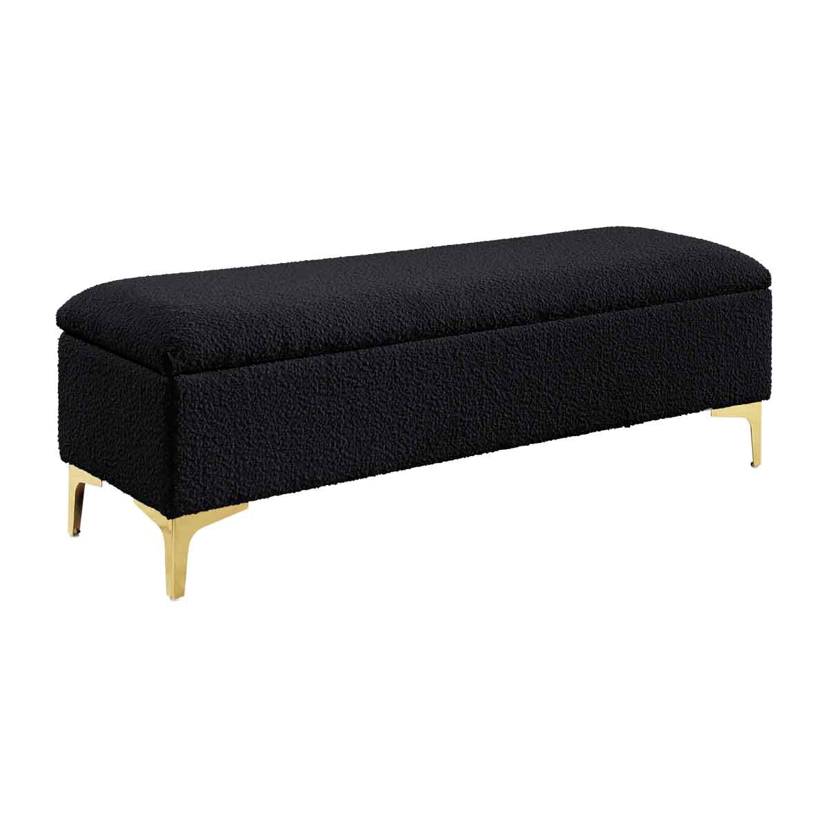 Georgia Boucle Storage Bench - Upholstered Ottoman with Removable Cushion for Entryway, Bedroom & Living Room - Stylish & Functional Home Decor