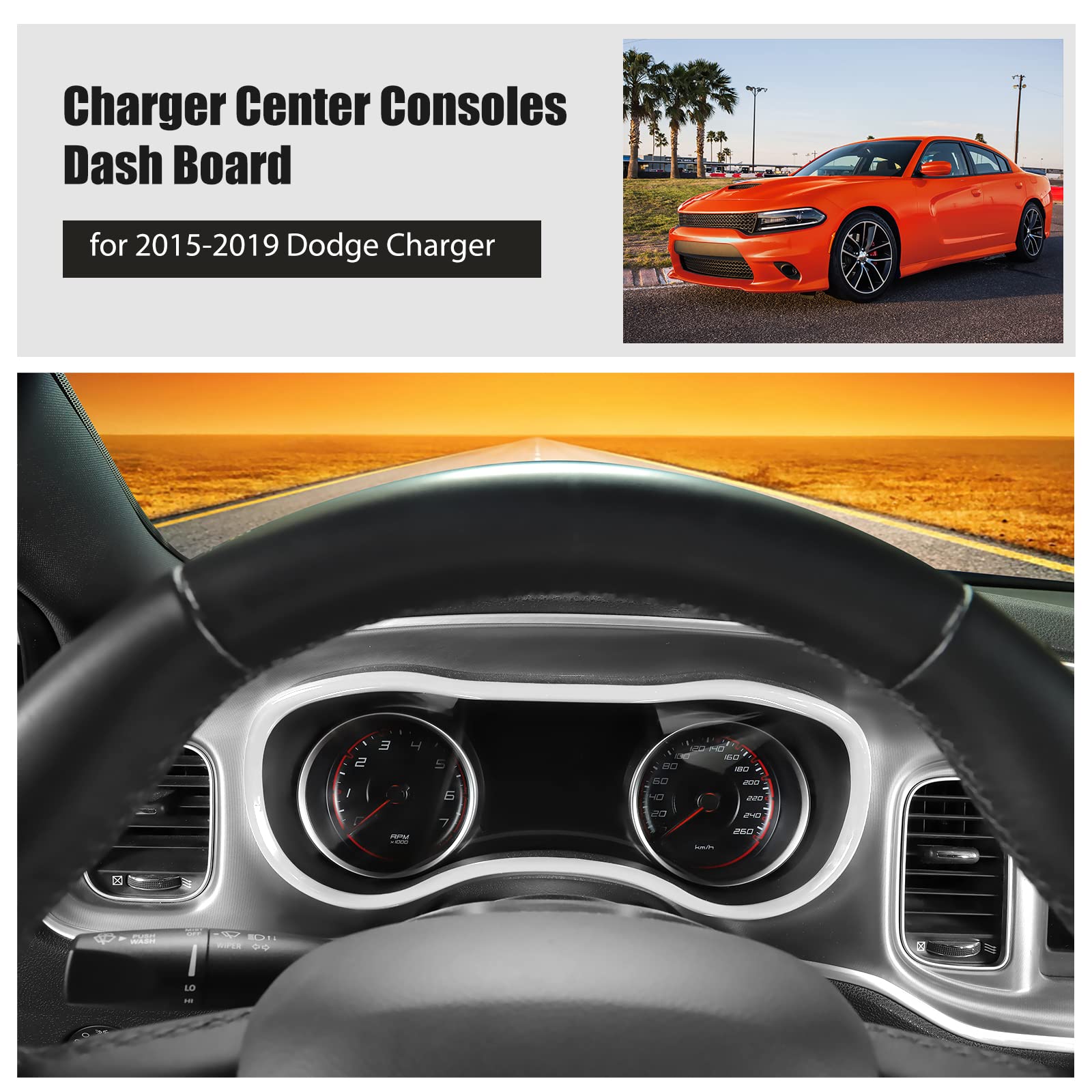 2015-2024 Dodge Charger ABS White Dashboard Trim - Voodonala Center Console Charger Accessory | Interior Upgrade for Car Dash & Instrument Panel | Perfect for Daily Driving & Road Trips