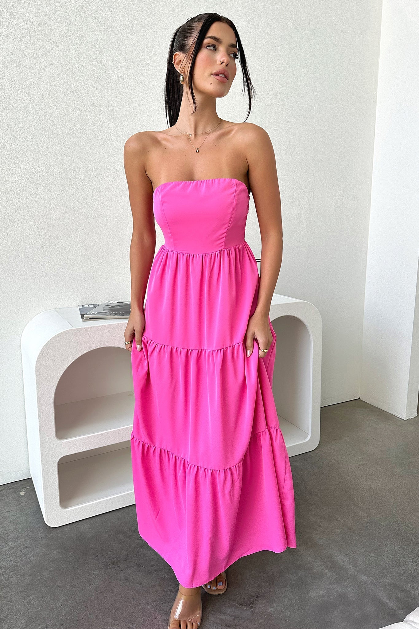 Hailey Maxi Dress for Women - Elegant Pink Long Flowy Dress for Summer, Beach, Parties & Special Occasions