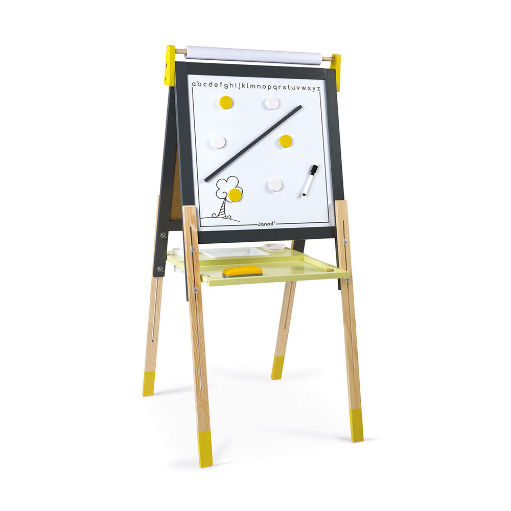 Adjustable Grey and Yellow Artist Easel Stand - Perfect for Painting, Drawing & Displaying Artwork at Home, Studio or Classroom