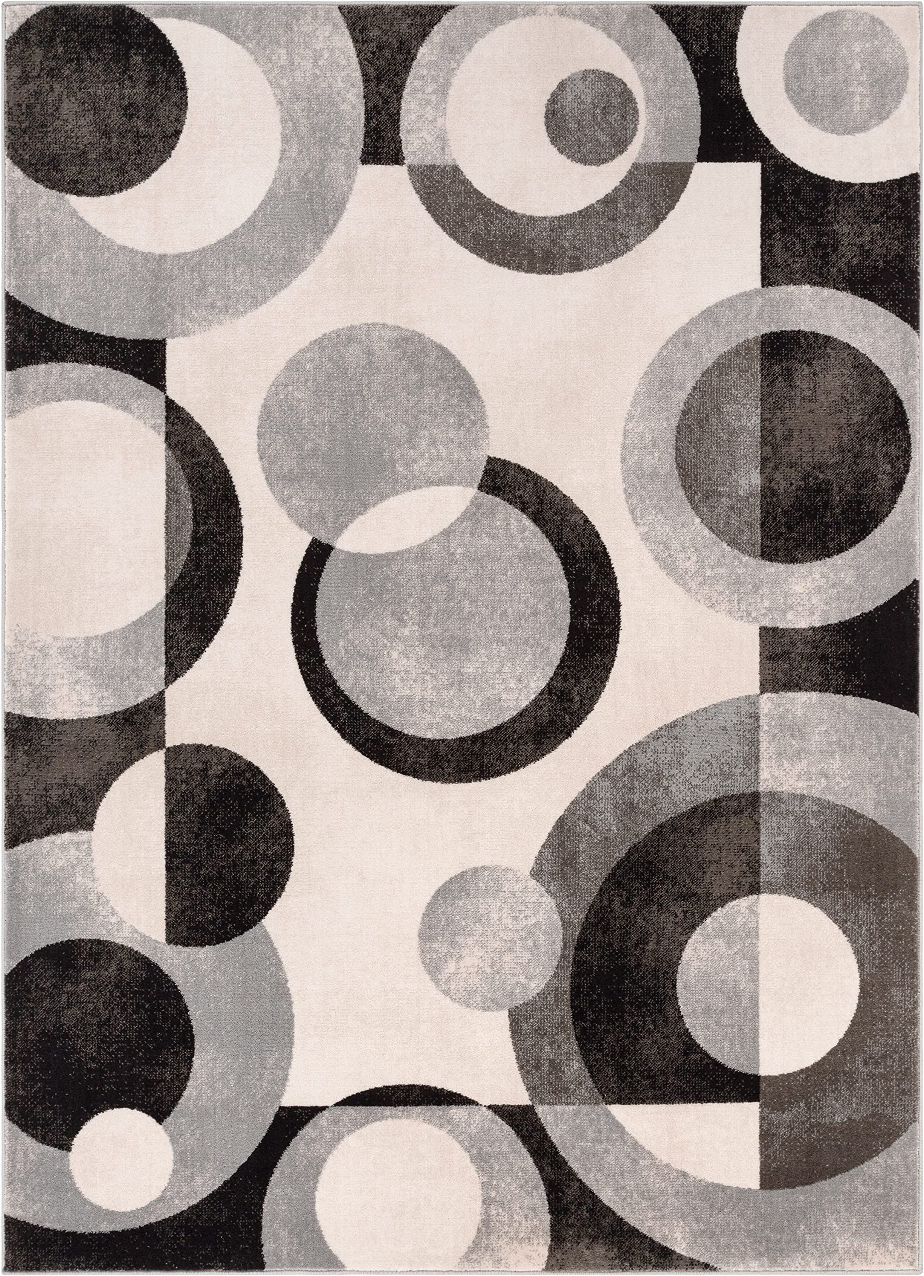 Well Woven Barclay Collection Avi Grey Black 5x7 Area Rug - Soft Non-Slip Modern Design for Living Room, Bedroom, Dining Room & Home Decor | Perfect for High Traffic Areas, Pet-Friendly & Easy to Clean
