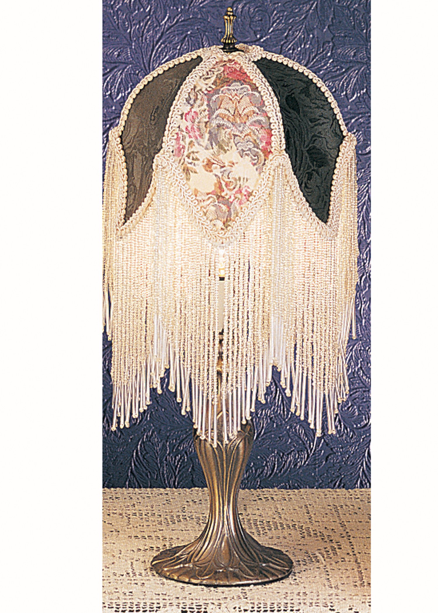 Meyda Lighting 19059 7-Inch Fabric & Fringe Roses Accent Lamp - Vintage Home Decor for Bedroom, Living Room, or Office