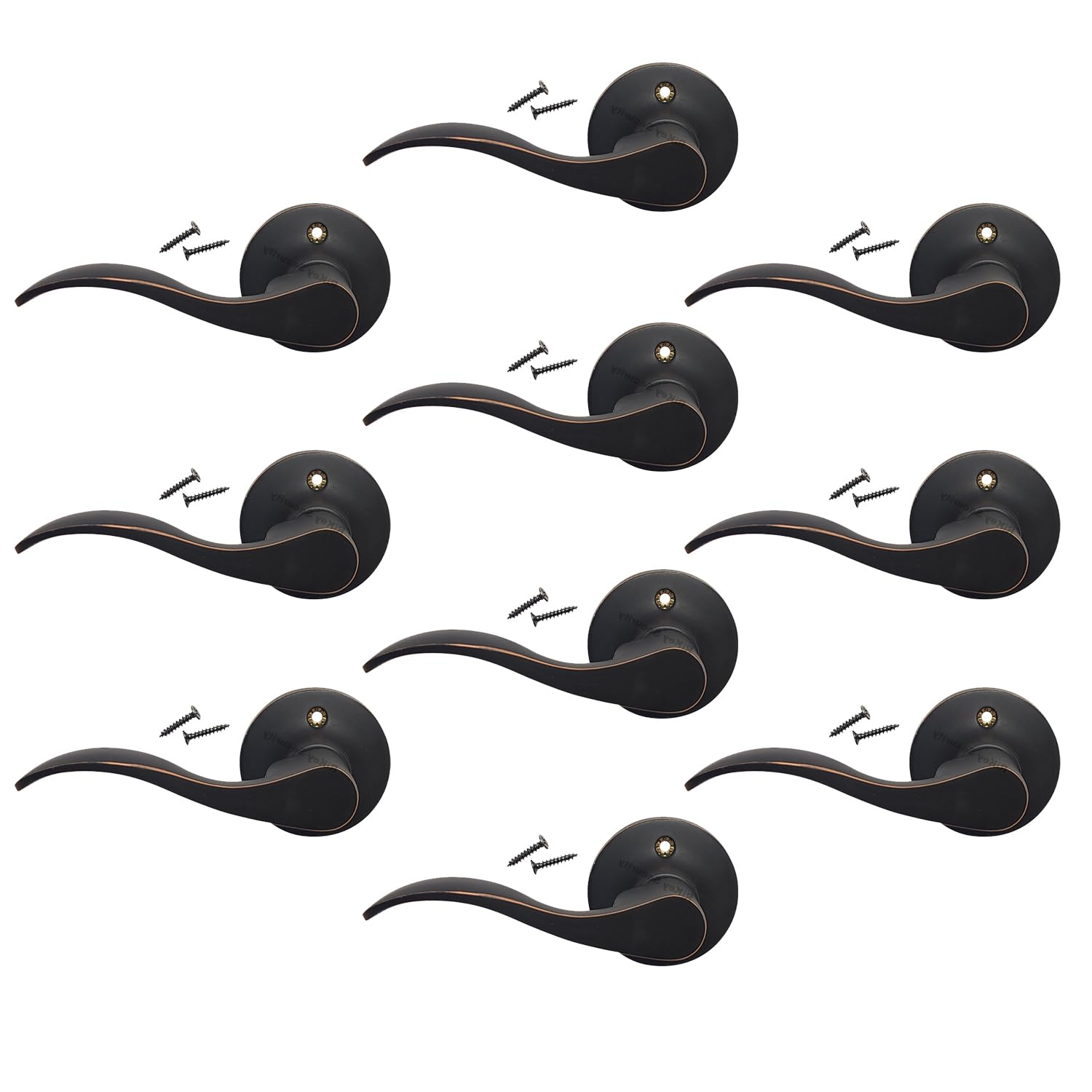 10 Pack New Wave Style Oil-Rubbed Bronze Closet Door Lever Handles - Smooth Operation for Bedroom, Bathroom & Interior Doors (LH Included) - Perfect for Home, Office & Commercial Spaces